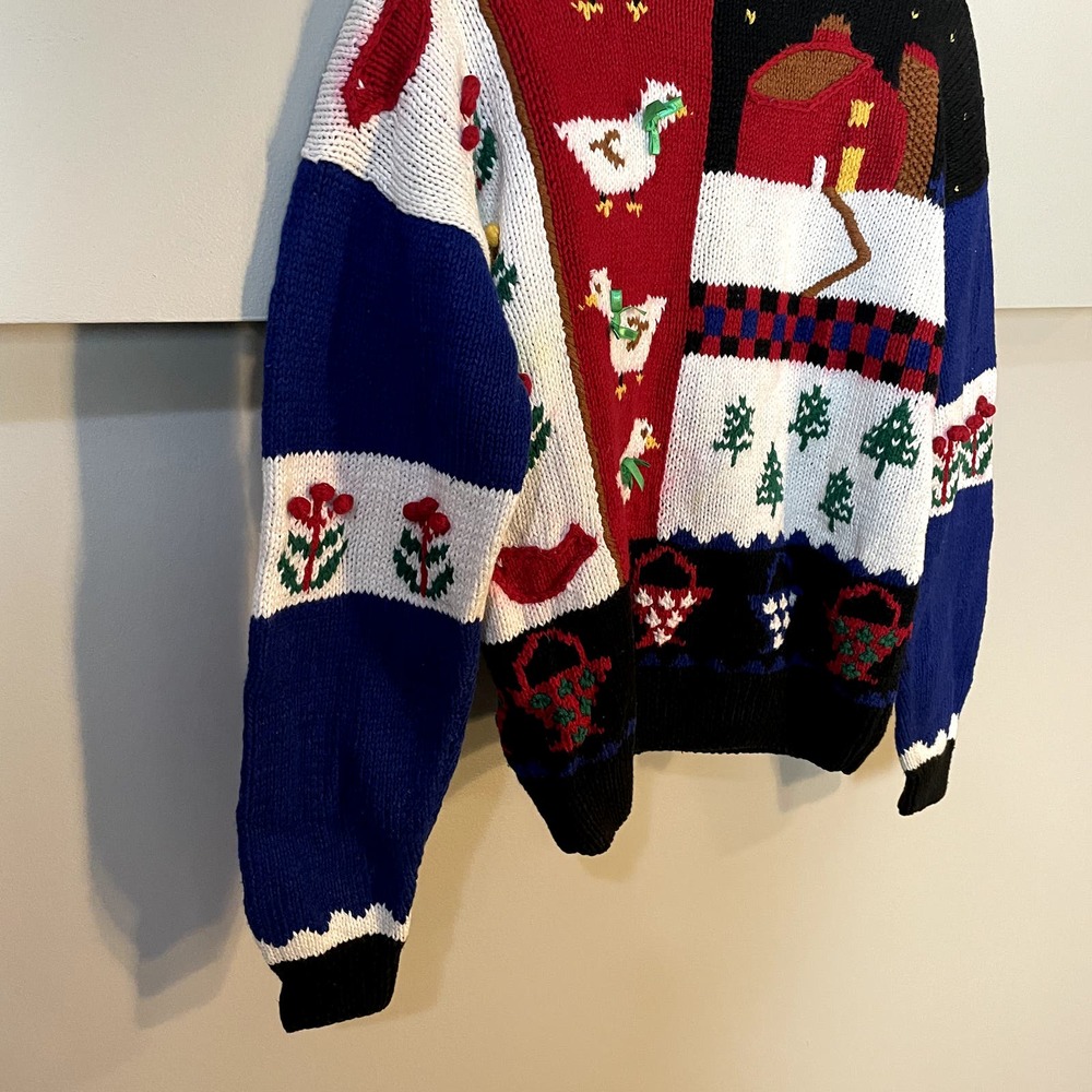 Vintage Duck & Barn Winter Christmas Holiday Knit Turtleneck Sweater Size Large - Picture 4 of 14